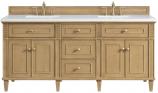 72 Inch Light Oak Double Sink Bathroom Vanity White Quartz