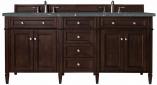 72 Inch Mahogany Double Sink Bathroom Vanity Bleu Quartz