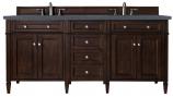 72 Inch Mahogany Double Sink Bathroom Vanity Charcoal Quartz