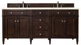 72 Inch Mahogany Double Sink Bathroom Vanity Marfil Quartz