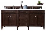 72 Inch Mahogany Double Sink Bathroom Vanity White Quartz