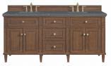 72 Inch Mid-Century Walnut Double Bath Vanity Bleu Quartz