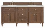 72 Inch Mid-Century Walnut Double Vanity with Quartz Top