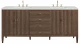 72 Inch MidCentury Walnut Double Sink Modern Bathroom Vanity