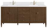 72 Inch Modern Double Bathroom Vanity in MidCentury Walnut