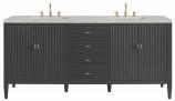 72 Inch Modern Carbon Oak Double Bath Vanity Pearl Quartz