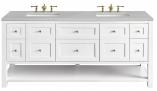 72 Inch Farmhouse White Double Sink Bath Vanity with Outlets