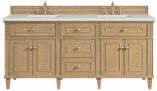 72 Inch Double Oak Bathroom Vanity with Lime Delight Quartz