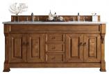 72 Inch Oak Double Sink Bathroom Vanity Carrara Marble