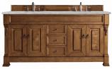 72 Inch Oak Double Sink Bathroom Vanity Silver Quartz Top