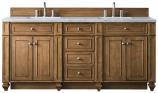 72 Inch Saddle Brown Double Sink Bath Vanity Pearl Quartz