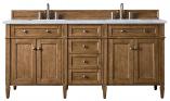 72 Inch Saddle Brown Double Sink Bath Vanity with Marble Top