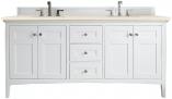 72 Inch Shaker Style White Double Sink Vanity Marfil Quartz