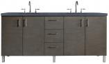 72 Inch Silver Oak Double Sink Bathroom Vanity Charcoal Quartz