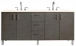 72 Inch Silver Oak Double Sink Bathroom Vanity Marfil Quartz