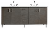 72 Inch Silver Oak Double Sink Dual Mount Bathroom Vanity