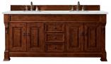 72 Inch Traditional Cherry Double Sink Bath Vanity Quartz