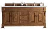 72 Inch Traditional Oak Double Bathroom Vanity Quartz Stone