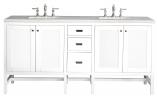 72 Inch Double Vanity in Glossy White with Arctic White Top