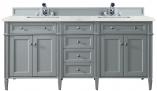 72 Inch Urban Gray Double Sink Bathroom Vanity Pearl Quartz