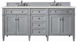 *72 Inch Urban Gray Double Sink Bathroom Vanity Quartz Top