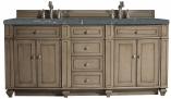 72 Inch Walnut Double Sink Bath Vanity Parisien Bleu Quartz