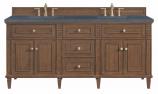 72 Inch Walnut Double Sink Bathroom Vanity Charcoal Quartz