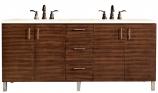 72 Inch Walnut Double Sink Bathroom Vanity Dual Mount Option