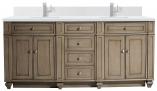 72 Inch Walnut Double Sink Bathroom Vanity White Quartz