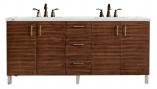 72 Inch Walnut Double Sink Dual Mount Vanity Noctis Quartz