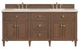 72 Inch Walnut Double Sink Vanity Marfil Quartz Top