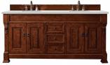 72 Inch Warm Cherry Double Sink Bathroom Vanity Quartz Stone