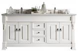 72 Inch White Double Sink Bathroom Vanity Carrara Marble