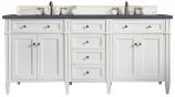 72 Inch White Double Sink Bathroom Vanity Charcoal Quartz