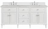 72 Inch White Double Sink Bathroom Vanity Marfil Quartz Top