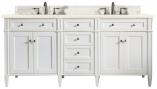 72 Inch White Double Sink Bathroom Vanity Marfil Quartz Top