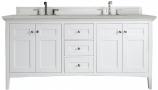 72 Inch White Double Sink Bathroom Vanity Serena Quartz