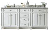 72 Inch White Double Sink Bathroom Vanity Silver Quartz