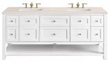 72 Inch White Double Farmhouse Bathroom Vanity with Outlet