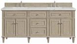 72 Inch Whitewashed Oak Bathroom Vanity with Double Sink