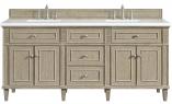 72 Inch Whitewashed Oak Double Sink Bath Vanity White Quartz