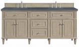 72 Inch Whitewashed Oak Double Sink Vanity Charcoal Quartz