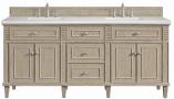 72 Inch Whitewashed Oak Double Sink Vanity Solid Surface