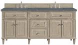 72 Inch Whitewashed Oak Double Sink Vanity with Bleu Quartz