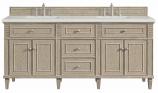 72 Inch Whitewashed Oak Double Vanity with Lime Quartz Top