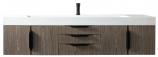 73 Inch Ash Gray Floating Single Sink Vanity Black Accents