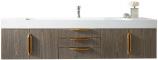 73 Inch Floating Single Sink Ash Gray Bath Vanity with Gold