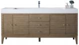 73 Inch Whitewashed Walnut Single Bathroom Vanity White Top