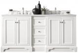 74 Inch Double Sink White Bathroom Vanity White Marble