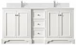 74 Inch Modern White Double Bathroom Vanity White Quartz